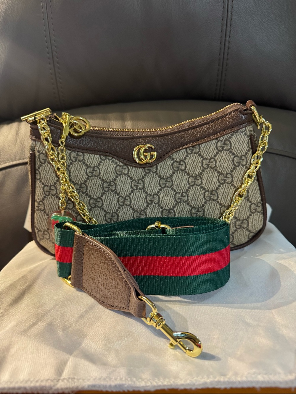 Monogram Canvas crossbody/Shoulder Bag with Gold Chain